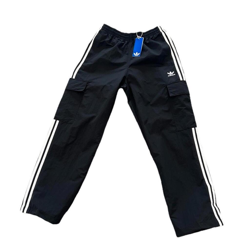 $80 Men’s ADIDAS ORIGINALS CARGO Trefoil Track PANTS Small HR3364 Black White - Picture 10 of 10